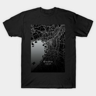 Osaka Japan City Map dark T-Shirt